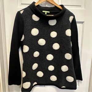 Trisha Tyler PXL Black and White Polka Dot‎ Turtleneck Sweater